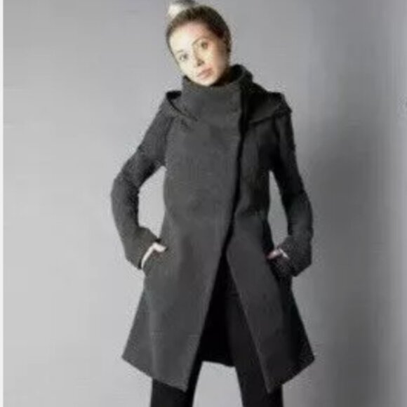 Betabrand All Day Coat Grey Shawl Collar Hooded SIZE SMALL - Picture 1 of 7